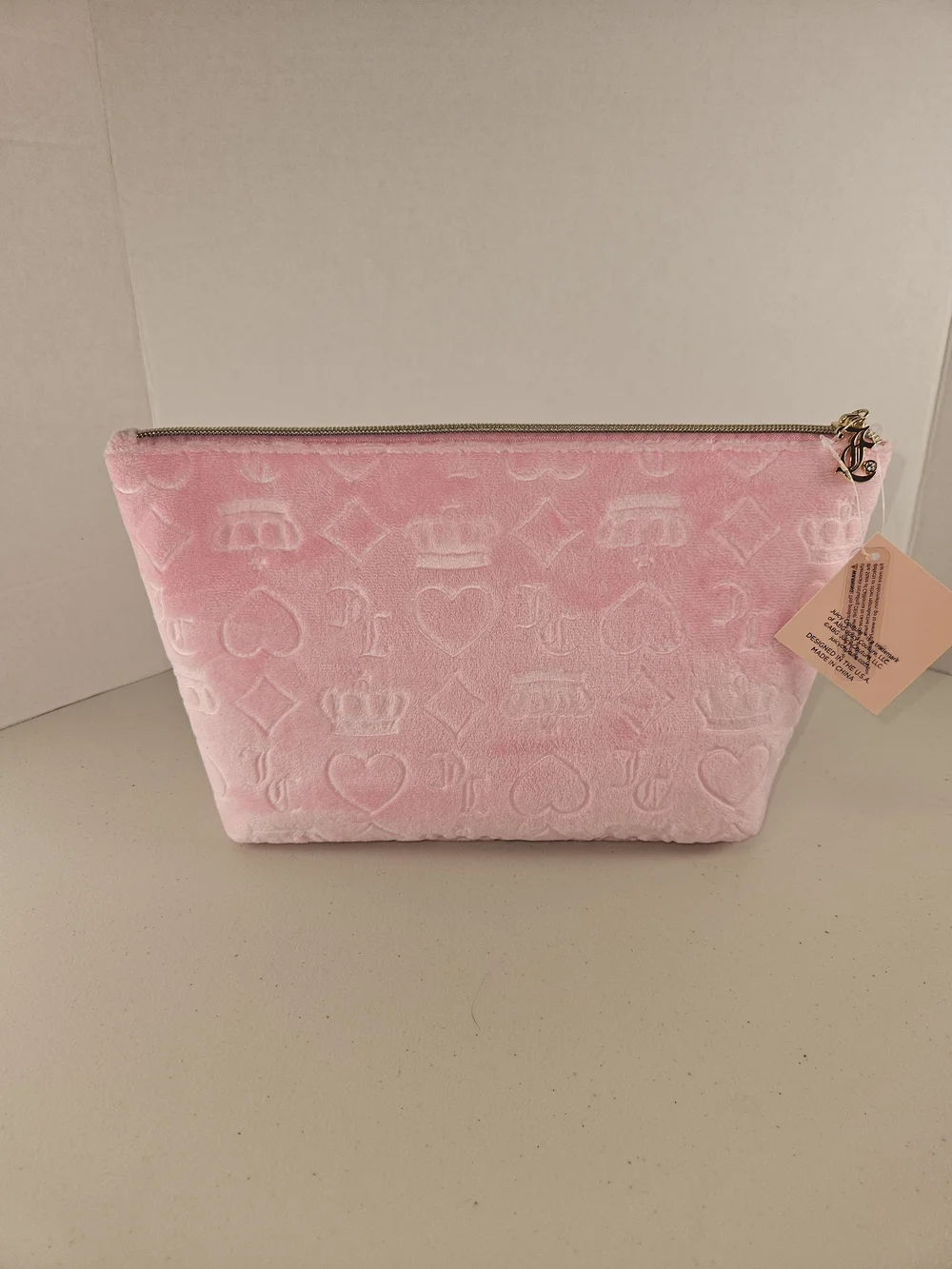 NWT Juicy Couture Pink Velvet Logo Cosmetic Pouch